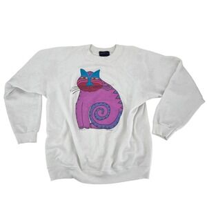Vintage Laurel Burch Mythical Cat Sweatshirt Graphic Pullover L